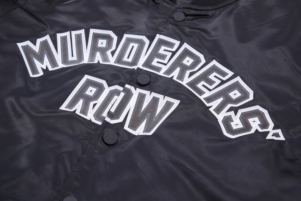 MLB NEW YORK YANKEES MURDERERS ROW BIG LOGO MEN'S SATIN JACKET (BLACK)
