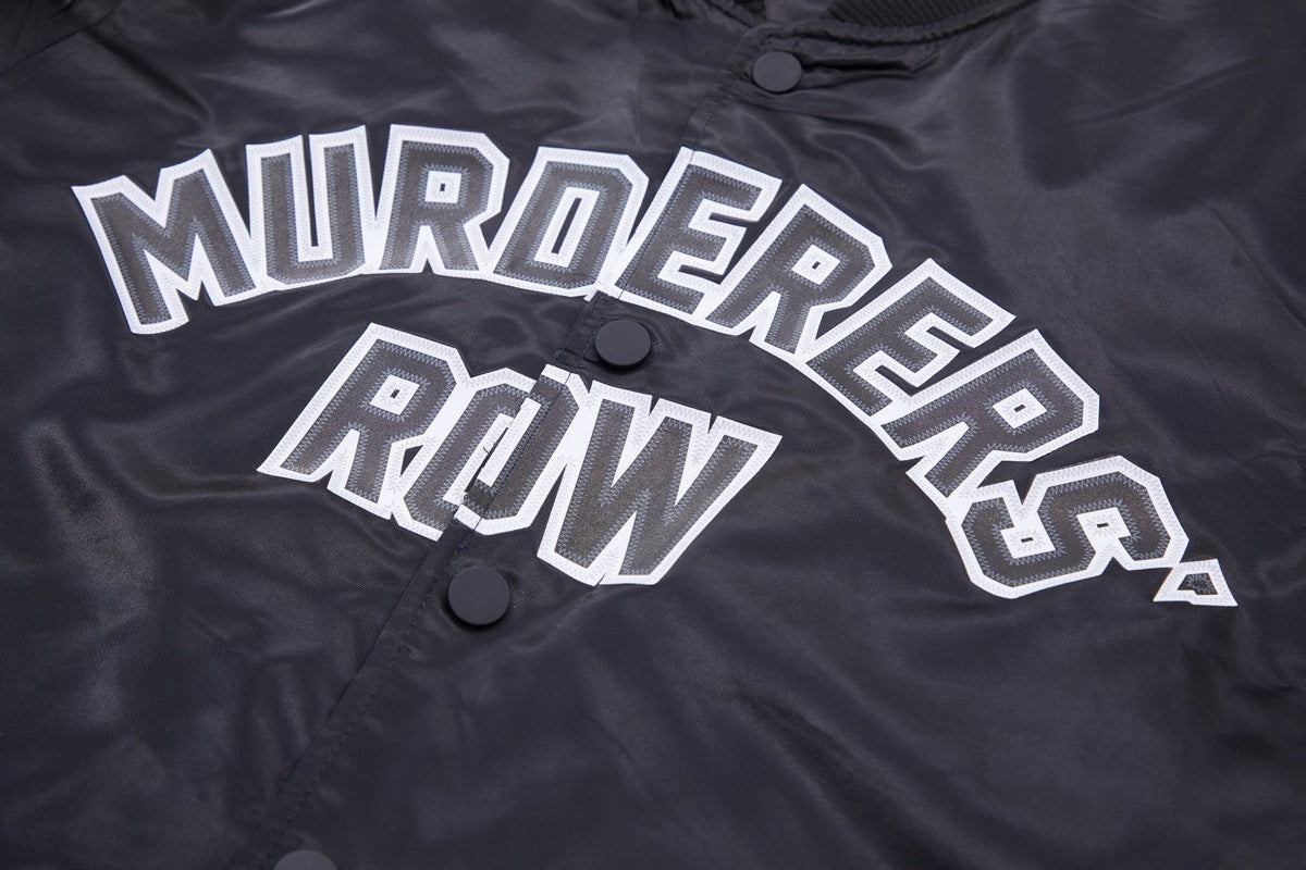 MLB NEW YORK YANKEES MURDERERS ROW BIG LOGO MEN'S SATIN JACKET (BLACK)