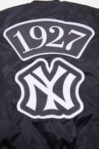 MLB NEW YORK YANKEES MURDERERS ROW BIG LOGO MEN'S SATIN JACKET (BLACK)