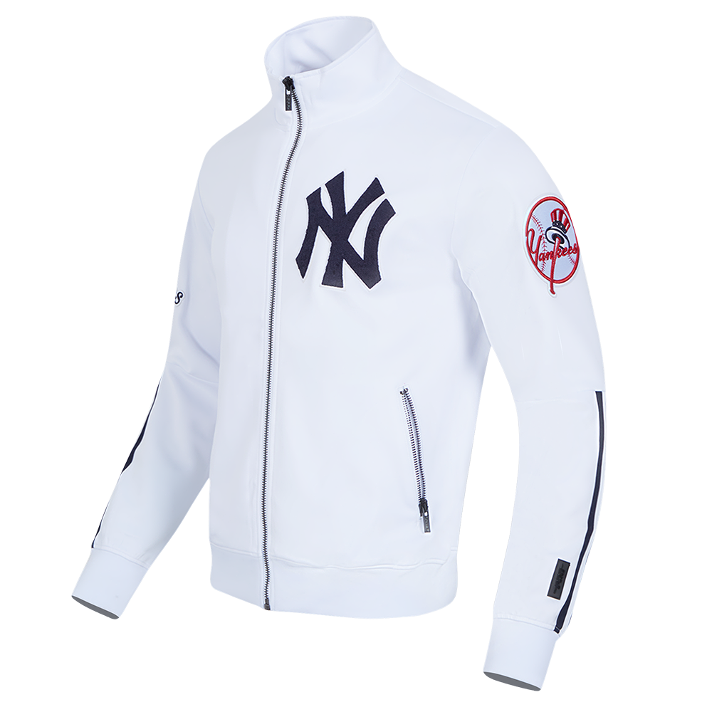 MLB NEW YORK YANKEES CLASSIC VESTE D'ENTRAÎNEMENT EN MAILLE DOUBLE POUR HOMME (BLANC/MARINE MINUIT)