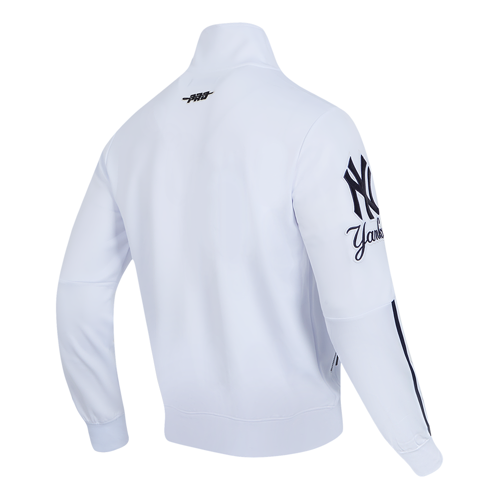MLB NEW YORK YANKEES CLASSIC VESTE D'ENTRAÎNEMENT EN MAILLE DOUBLE POUR HOMME (BLANC/MARINE MINUIT)
