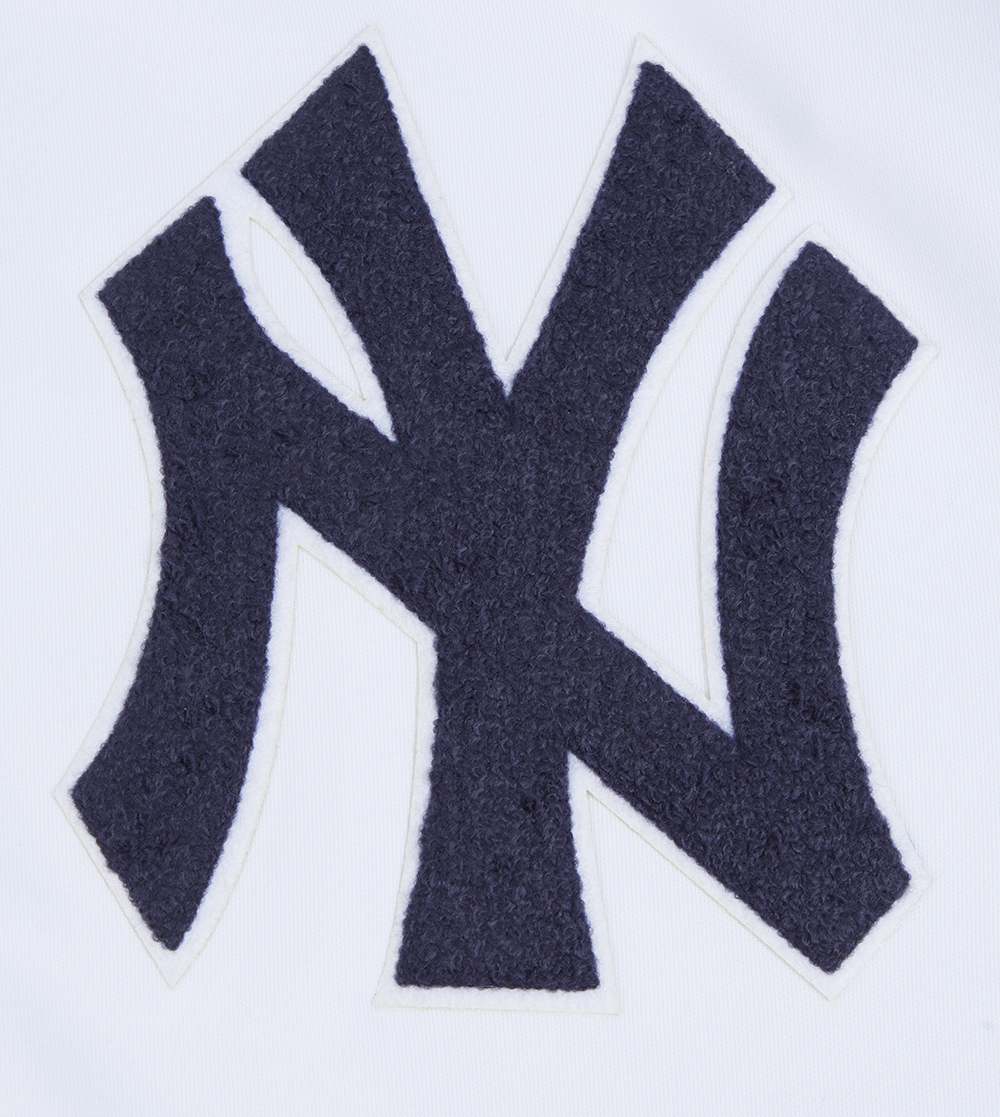 MLB NEW YORK YANKEES CLASSIC VESTE D'ENTRAÎNEMENT EN MAILLE DOUBLE POUR HOMME (BLANC/MARINE MINUIT)