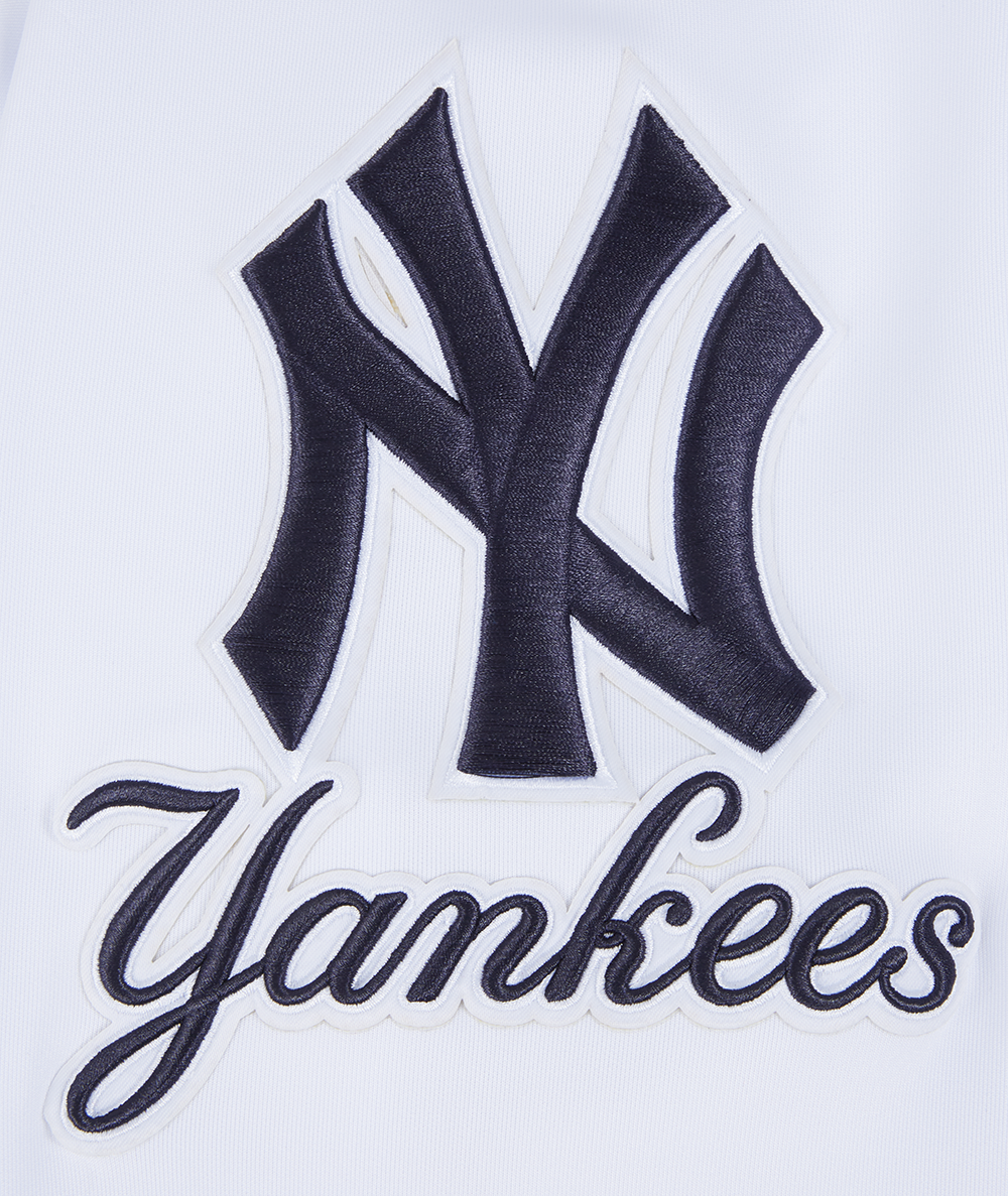 MLB NEW YORK YANKEES CLASSIC VESTE D'ENTRAÎNEMENT EN MAILLE DOUBLE POUR HOMME (BLANC/MARINE MINUIT)