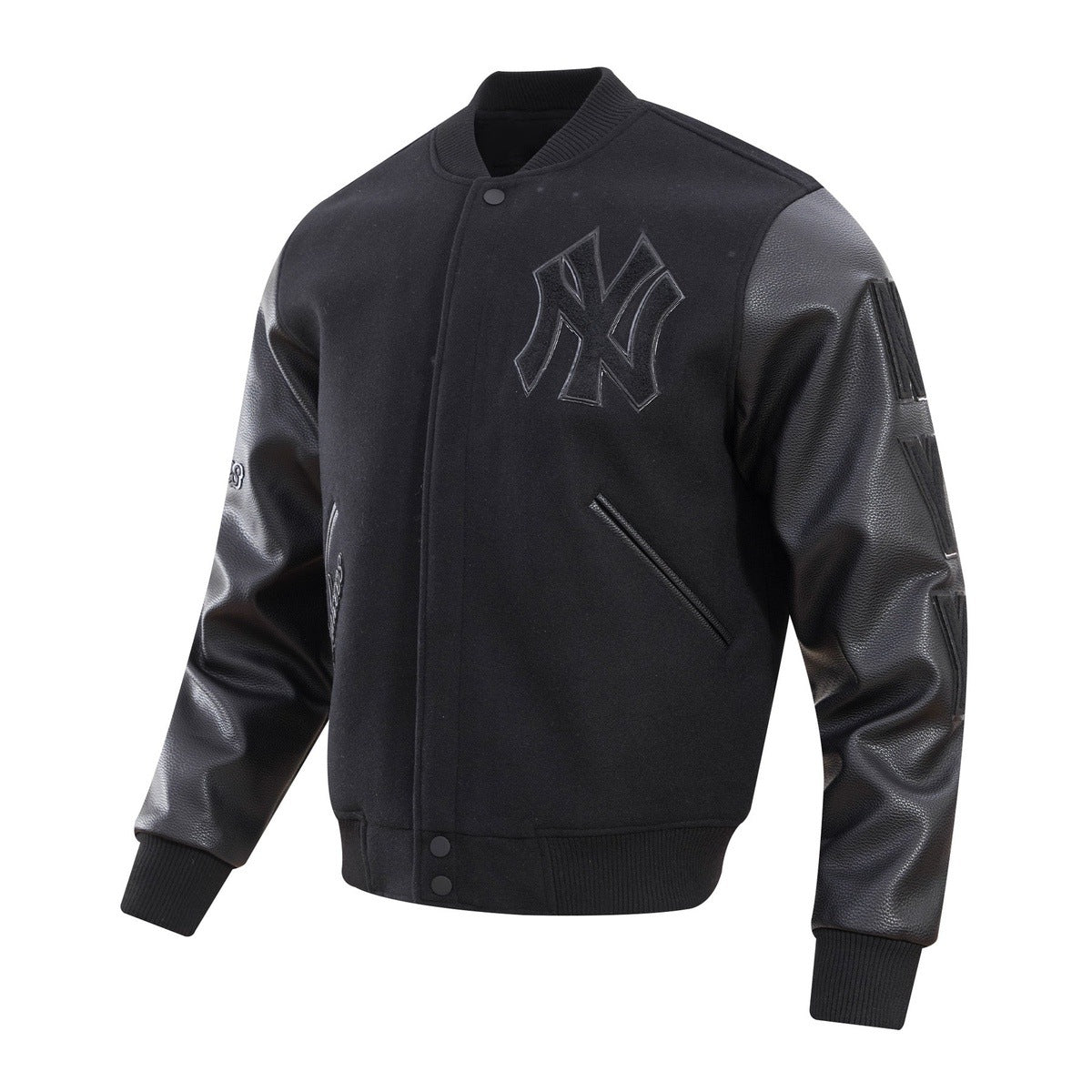 MLB NEW YORK YANKEES TRIPLE BLACK MEN'S VARSITY JACKET (BLACK)