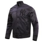 MLB NEW YORK YANKEES TRIPLE BLACK LOGO MEN'S SATIN JACKET (BLACK)