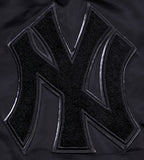 MLB NEW YORK YANKEES TRIPLE BLACK LOGO MEN'S SATIN JACKET (BLACK)
