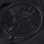 MLB NEW YORK YANKEES TRIPLE BLACK LOGO MEN'S SATIN JACKET (BLACK)