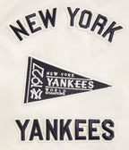 MLB NEW YORK YANKEES RETRO CLASSIC MEN'S RIB SATIN JACKET (EGGSHELL/ MIDNIGHT NAVY)