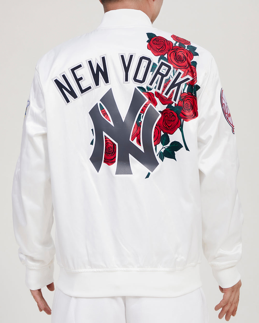 MLB NEW YORK YANKEES ROSES MEN'S TRACK JACKET (WHITE)