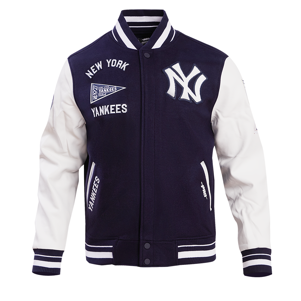 MLB NEW YORK YANKEES RETRO CLASSIC MEN'S RIB WOOL VARSITY JACKET (MIDNIGHT NAVY/WHITE)