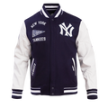 MLB NEW YORK YANKEES RETRO CLASSIC MEN'S RIB WOOL VARSITY JACKET (MIDNIGHT NAVY/WHITE)