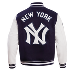 MLB NEW YORK YANKEES RETRO CLASSIC MEN'S RIB WOOL VARSITY JACKET (MIDNIGHT NAVY/WHITE)