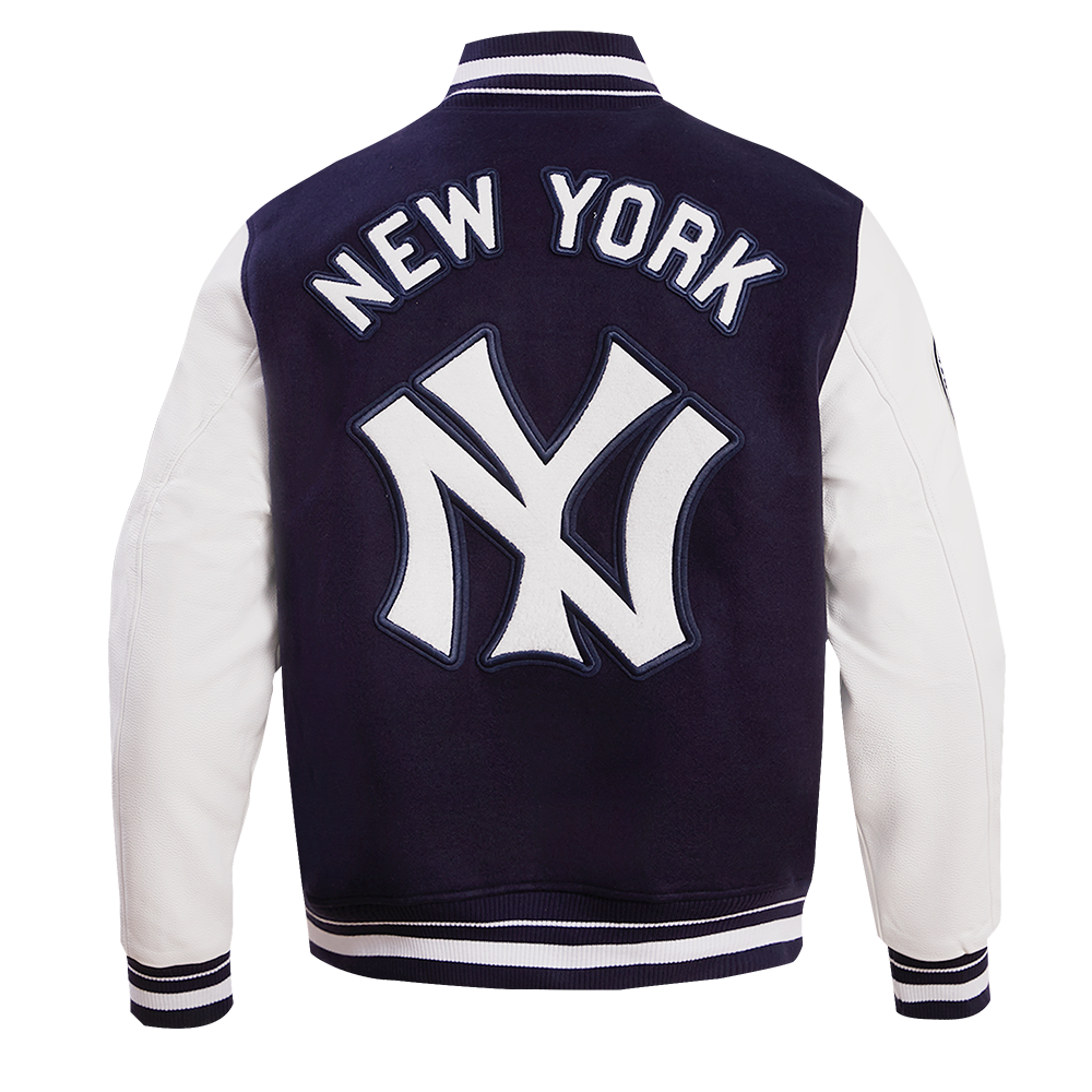 MLB NEW YORK YANKEES RETRO CLASSIC MEN'S RIB WOOL VARSITY JACKET (MIDNIGHT NAVY/WHITE)