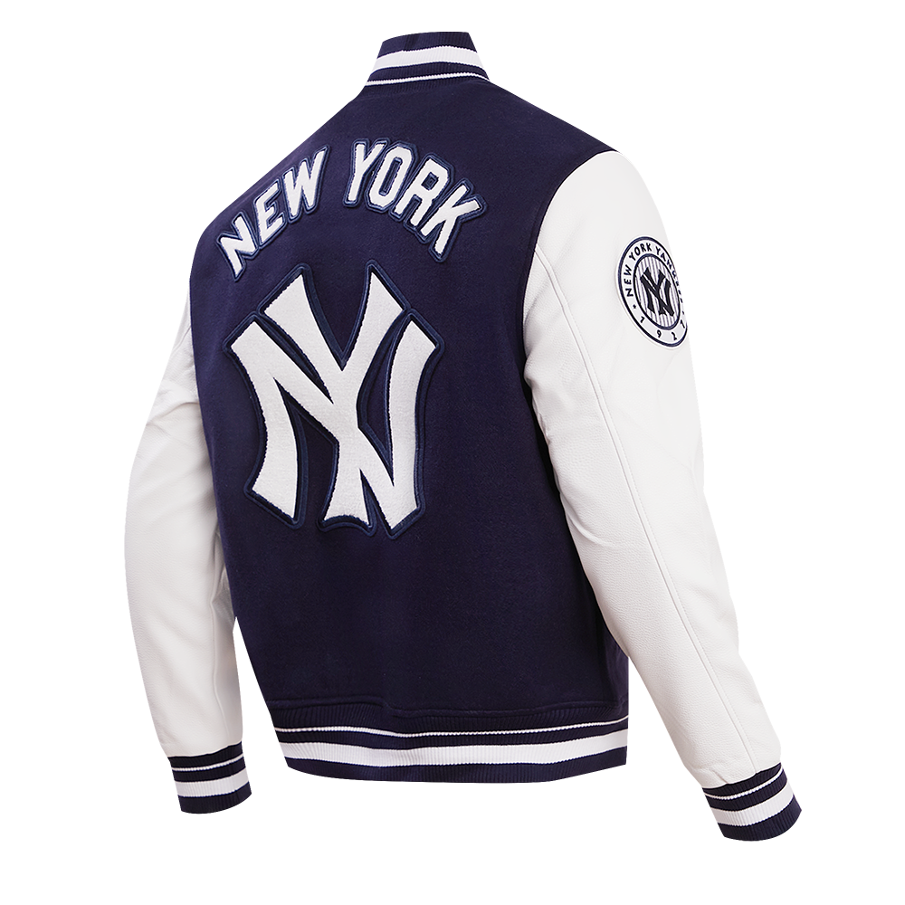 MLB NEW YORK YANKEES RETRO CLASSIC MEN'S RIB WOOL VARSITY JACKET (MIDNIGHT NAVY/WHITE)