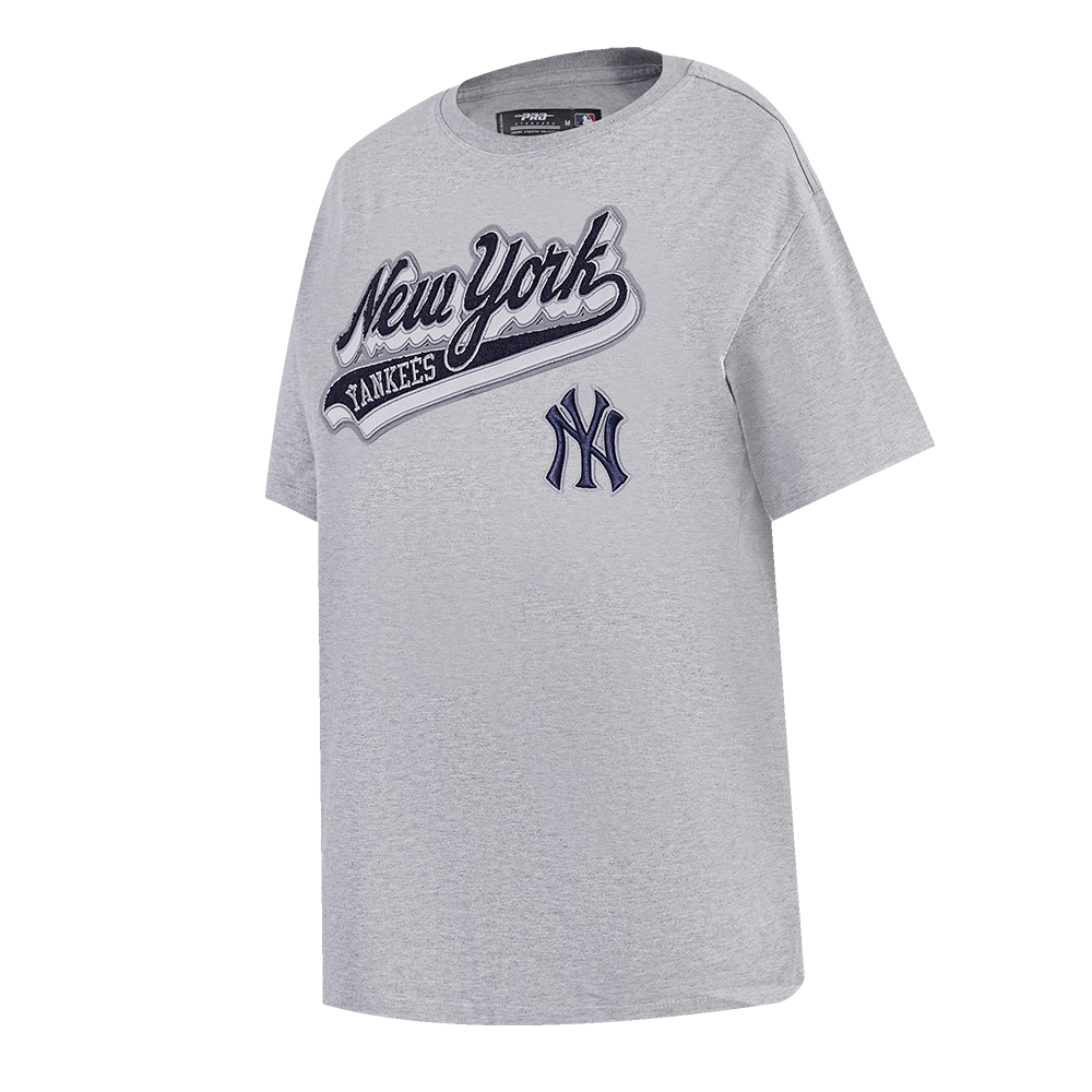 MLB NEW YORK YANKEES SCRIPT TAIL WOMEN'S BOYFRIEND TOP (HEATHER GREY)