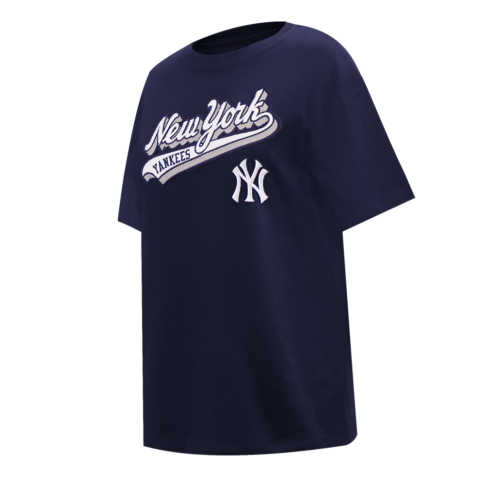 MLB NEW YORK YANKEES SCRIPT TAIL WOMEN'S BOYFRIEND TOP (MIDNIGHT NAVY)