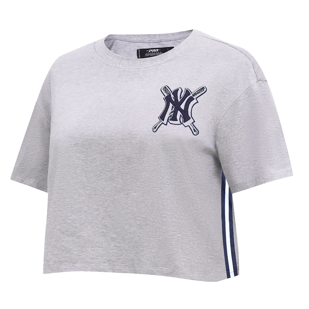 MLB NEW YORK YANKEES MASHUP WOMEN'S BOXY TOP (HEATHER GREY)