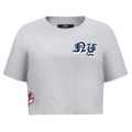 MLB NEW YORK YANKEES OLD ENGLISH WOMEN'S SJ BOXY TEE (HEATHER GREY)