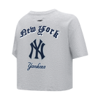 MLB NEW YORK YANKEES OLD ENGLISH WOMEN'S SJ BOXY TEE (HEATHER GREY)
