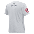 MLB NEW YORK YANKEES OLD ENGLISH T-SHIRT EN JERSEY SIMPLE À COUPE AJUSTÉE POUR FEMME (GRIS CHINÉ)