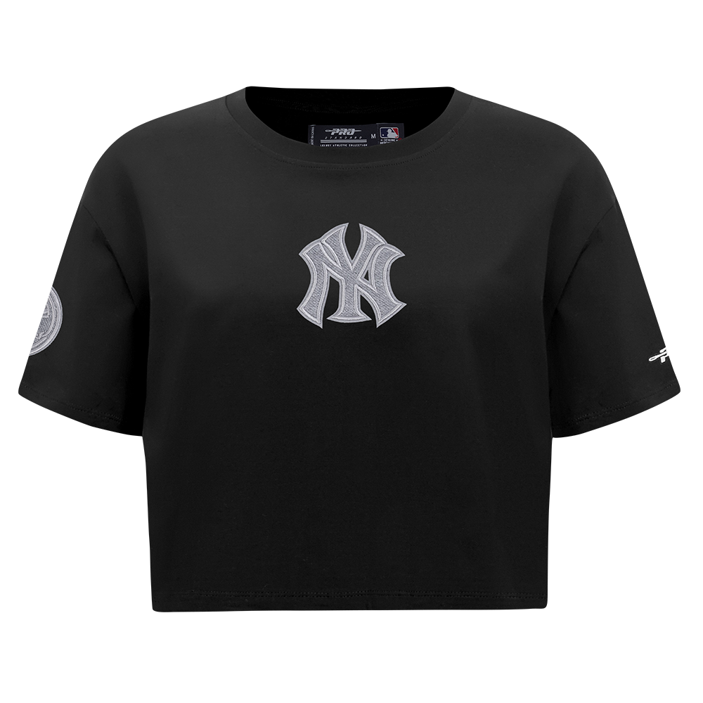 MLB NEW YORK YANKEES REVERSE FRENCH TERRY WOMEN'S SINGLE JERSEY BOXY TOP (BLACK)