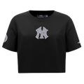 MLB NEW YORK YANKEES REVERSE FRENCH TERRY WOMEN'S SINGLE JERSEY BOXY TOP (BLACK)