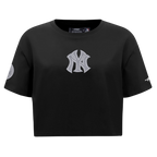 MLB NEW YORK YANKEES REVERSE FRENCH TERRY WOMEN'S SINGLE JERSEY BOXY TOP (BLACK)