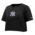 MLB NEW YORK YANKEES REVERSE FRENCH TERRY WOMEN'S SINGLE JERSEY BOXY TOP (BLACK)