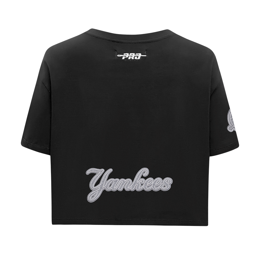 MLB NEW YORK YANKEES REVERSE FRENCH TERRY WOMEN'S SINGLE JERSEY BOXY TOP (BLACK)