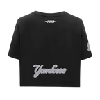 MLB NEW YORK YANKEES REVERSE FRENCH TERRY WOMEN'S SINGLE JERSEY BOXY TOP (BLACK)