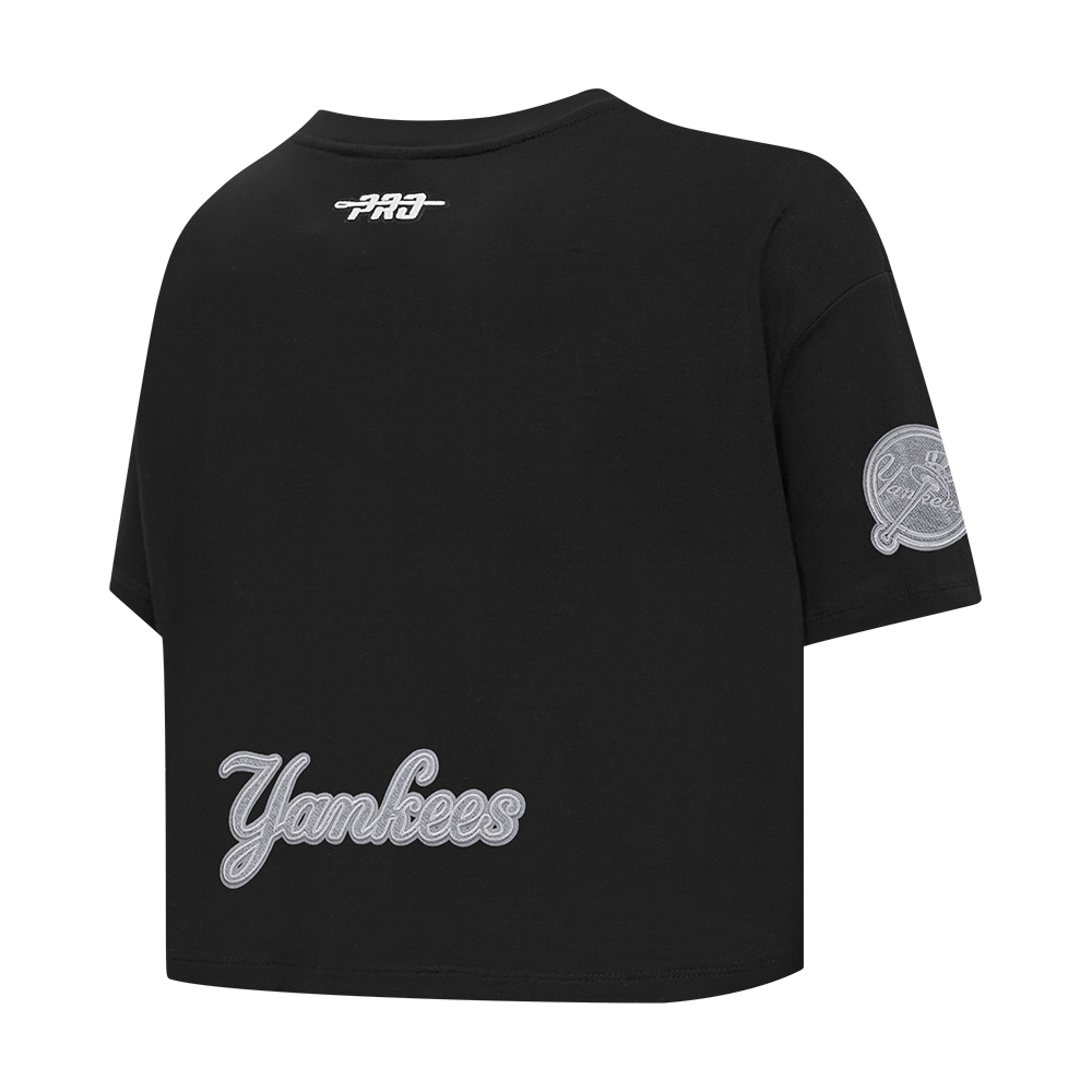 MLB NEW YORK YANKEES REVERSE FRENCH TERRY WOMEN'S SINGLE JERSEY BOXY TOP (BLACK)