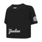 MLB NEW YORK YANKEES REVERSE FRENCH TERRY WOMEN'S SINGLE JERSEY BOXY TOP (BLACK)