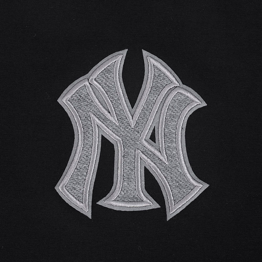 MLB NEW YORK YANKEES REVERSE FRENCH TERRY WOMEN'S SINGLE JERSEY BOXY TOP (BLACK)
