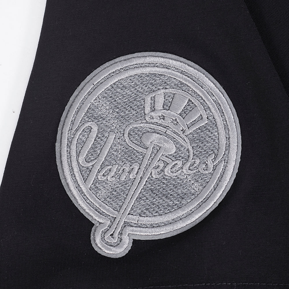 MLB NEW YORK YANKEES REVERSE FRENCH TERRY WOMEN'S SINGLE JERSEY BOXY TOP (BLACK)