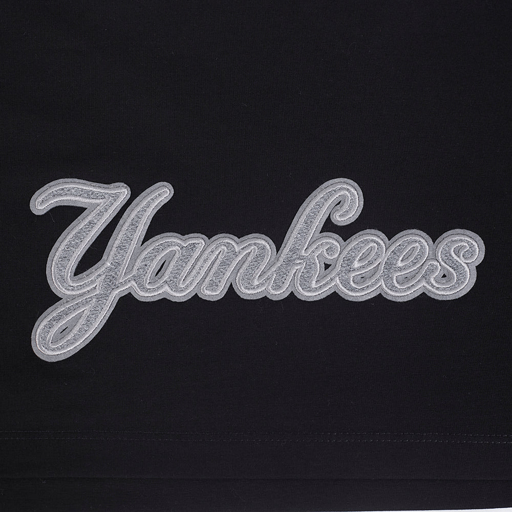 MLB NEW YORK YANKEES REVERSE FRENCH TERRY WOMEN'S SINGLE JERSEY BOXY TOP (BLACK)