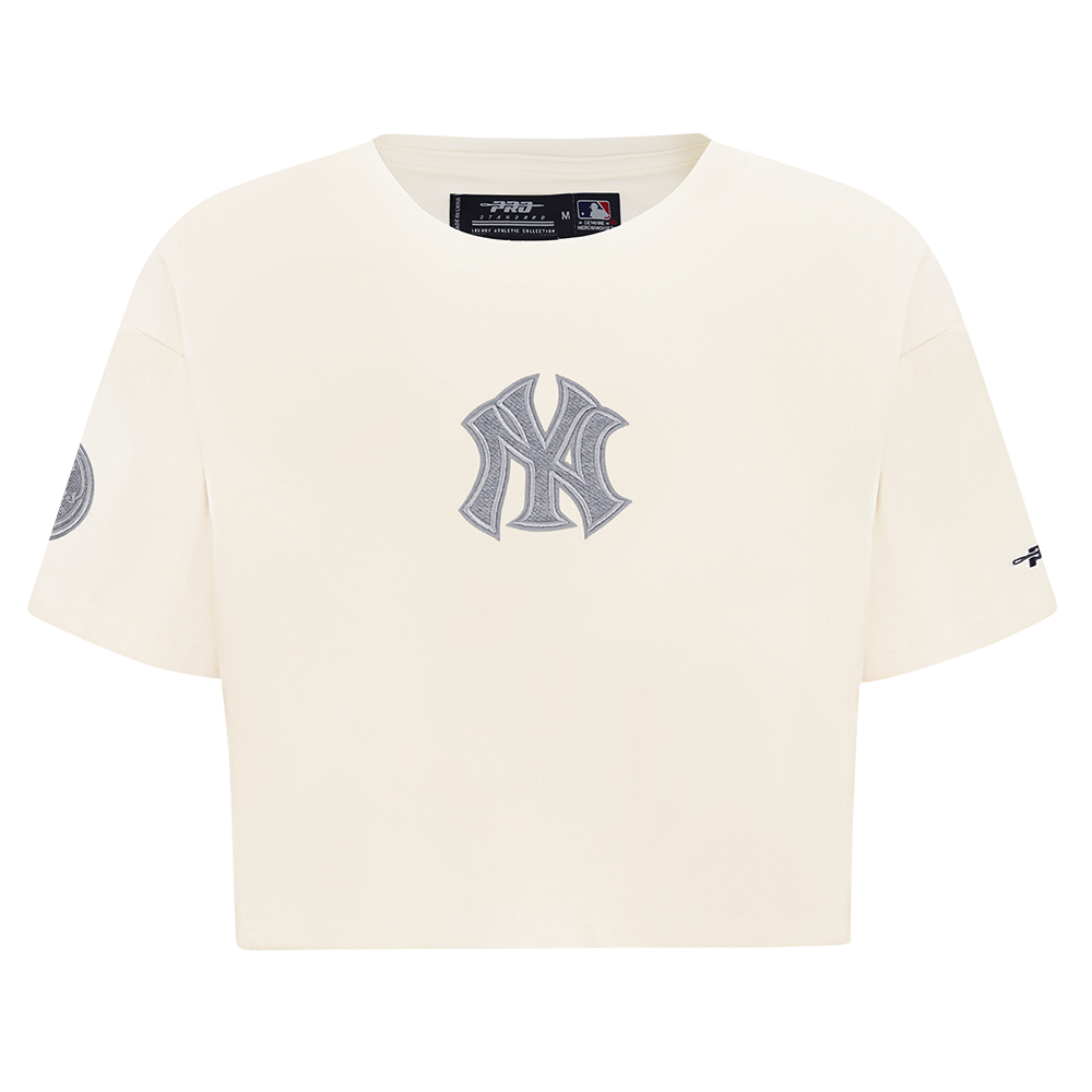 MLB NEW YORK YANKEES REVERSE FRENCH TERRY HAUT EN JERSEY SIMPLE À COUPE CARRÉE POUR FEMME (COQUILLE D'ŒUF)