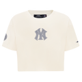 MLB NEW YORK YANKEES REVERSE FRENCH TERRY HAUT EN JERSEY SIMPLE À COUPE CARRÉE POUR FEMME (COQUILLE D'ŒUF)