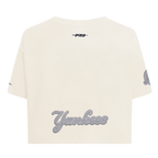 MLB NEW YORK YANKEES REVERSE FRENCH TERRY HAUT EN JERSEY SIMPLE À COUPE CARRÉE POUR FEMME (COQUILLE D'ŒUF)