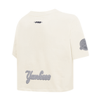 MLB NEW YORK YANKEES REVERSE FRENCH TERRY HAUT EN JERSEY SIMPLE À COUPE CARRÉE POUR FEMME (COQUILLE D'ŒUF)