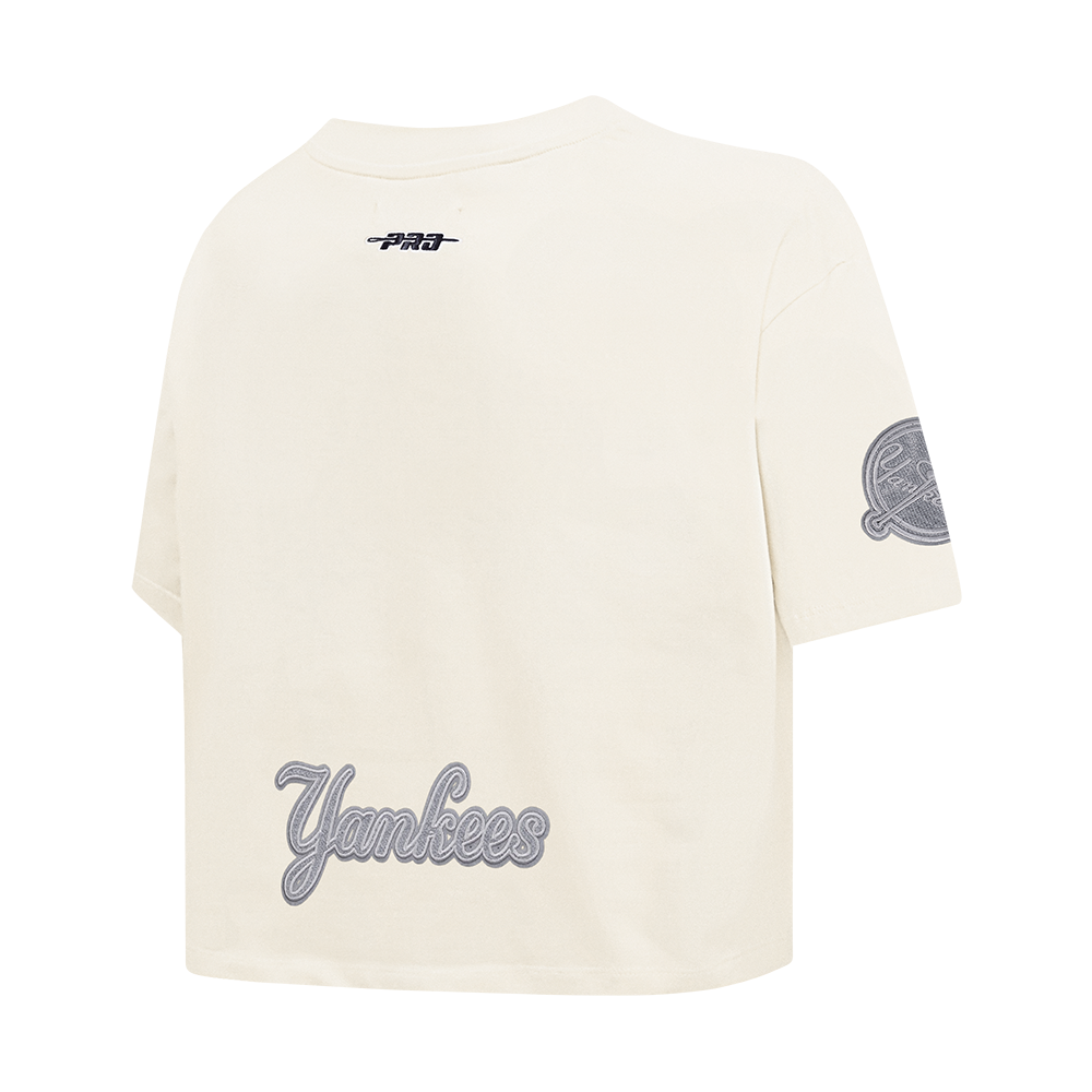 MLB NEW YORK YANKEES REVERSE FRENCH TERRY HAUT EN JERSEY SIMPLE À COUPE CARRÉE POUR FEMME (COQUILLE D'ŒUF)