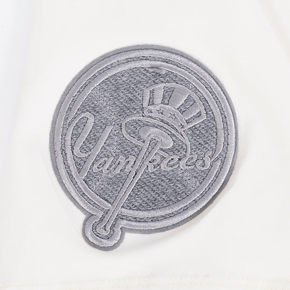 MLB NEW YORK YANKEES REVERSE FRENCH TERRY HAUT EN JERSEY SIMPLE À COUPE CARRÉE POUR FEMME (COQUILLE D'ŒUF)