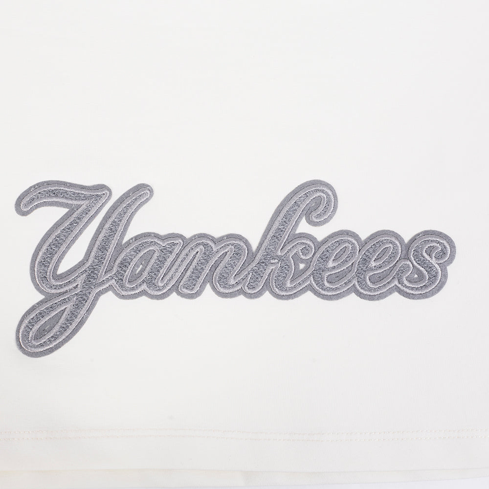 MLB NEW YORK YANKEES REVERSE FRENCH TERRY HAUT EN JERSEY SIMPLE À COUPE CARRÉE POUR FEMME (COQUILLE D'ŒUF)