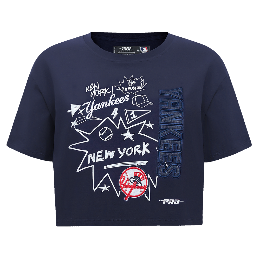 MLB NEW YORK YANKEES SKETCHBOOK WOMEN'S SINGLE JERSEY BOXY TEE (MIDNIGHT NAVY)