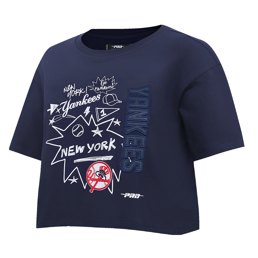 MLB NEW YORK YANKEES SKETCHBOOK WOMEN'S SINGLE JERSEY BOXY TEE (MIDNIGHT NAVY)