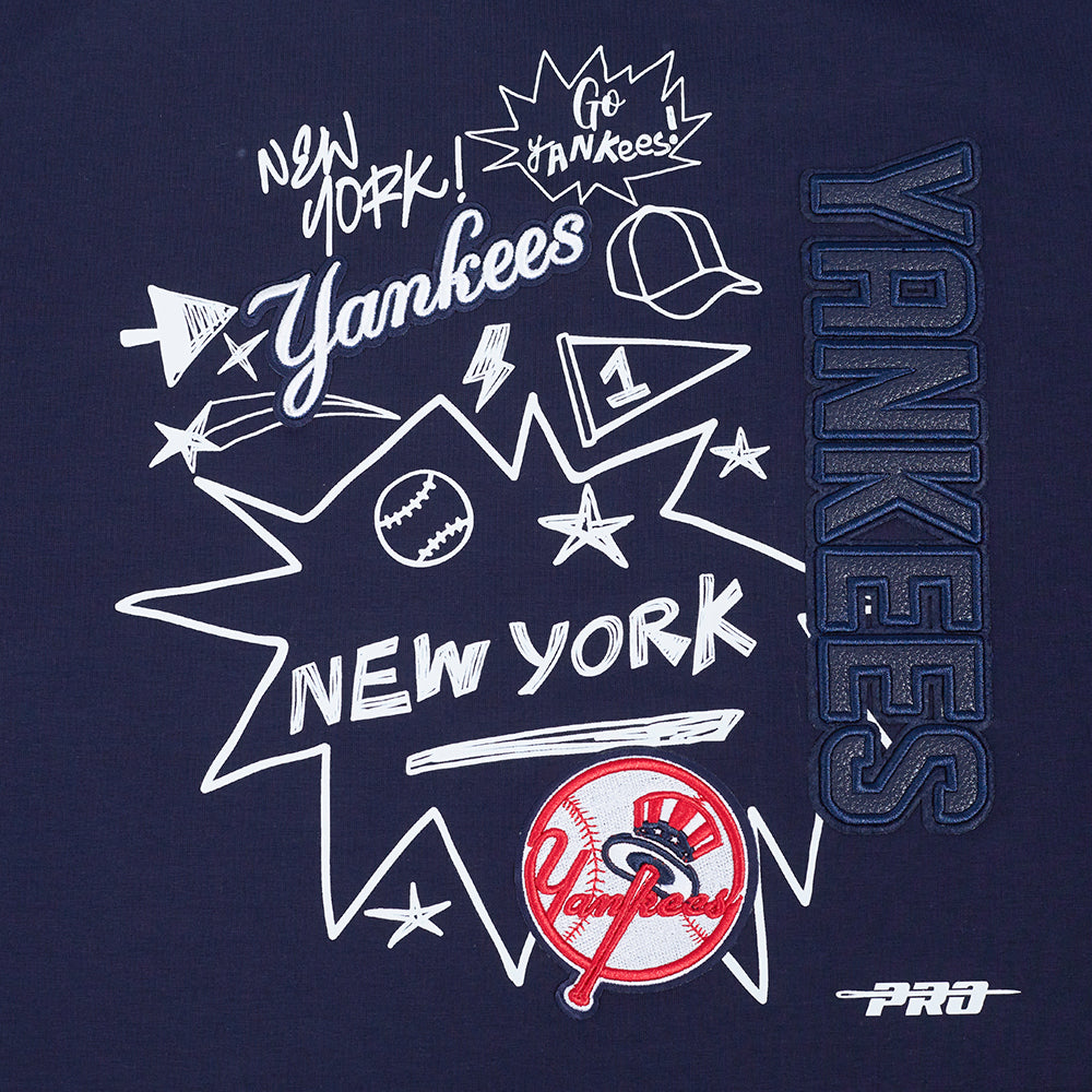 MLB NEW YORK YANKEES SKETCHBOOK WOMEN'S SINGLE JERSEY BOXY TEE (MIDNIGHT NAVY)