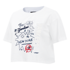 MLB NEW YORK YANKEES SKETCHBOOK WOMEN'S SINGLE JERSEY BOXY TEE (WHITE)