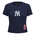 MLB NEW YORK YANKEES GAME DAY CLASSICS WOMEN'S SINGLE JERSEY BABY DOLL TOP (MIDNIGHT NAVY)