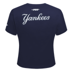 MLB NEW YORK YANKEES GAME DAY CLASSICS WOMEN'S SINGLE JERSEY BABY DOLL TOP (MIDNIGHT NAVY)