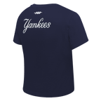 MLB NEW YORK YANKEES GAME DAY CLASSICS WOMEN'S SINGLE JERSEY BABY DOLL TOP (MIDNIGHT NAVY)