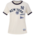 MLB NEW YORK YANKEES RETRO CASCADE WOMEN'S RINGER TOP (EGGSHELL/ MIDNIGHT NAVY)